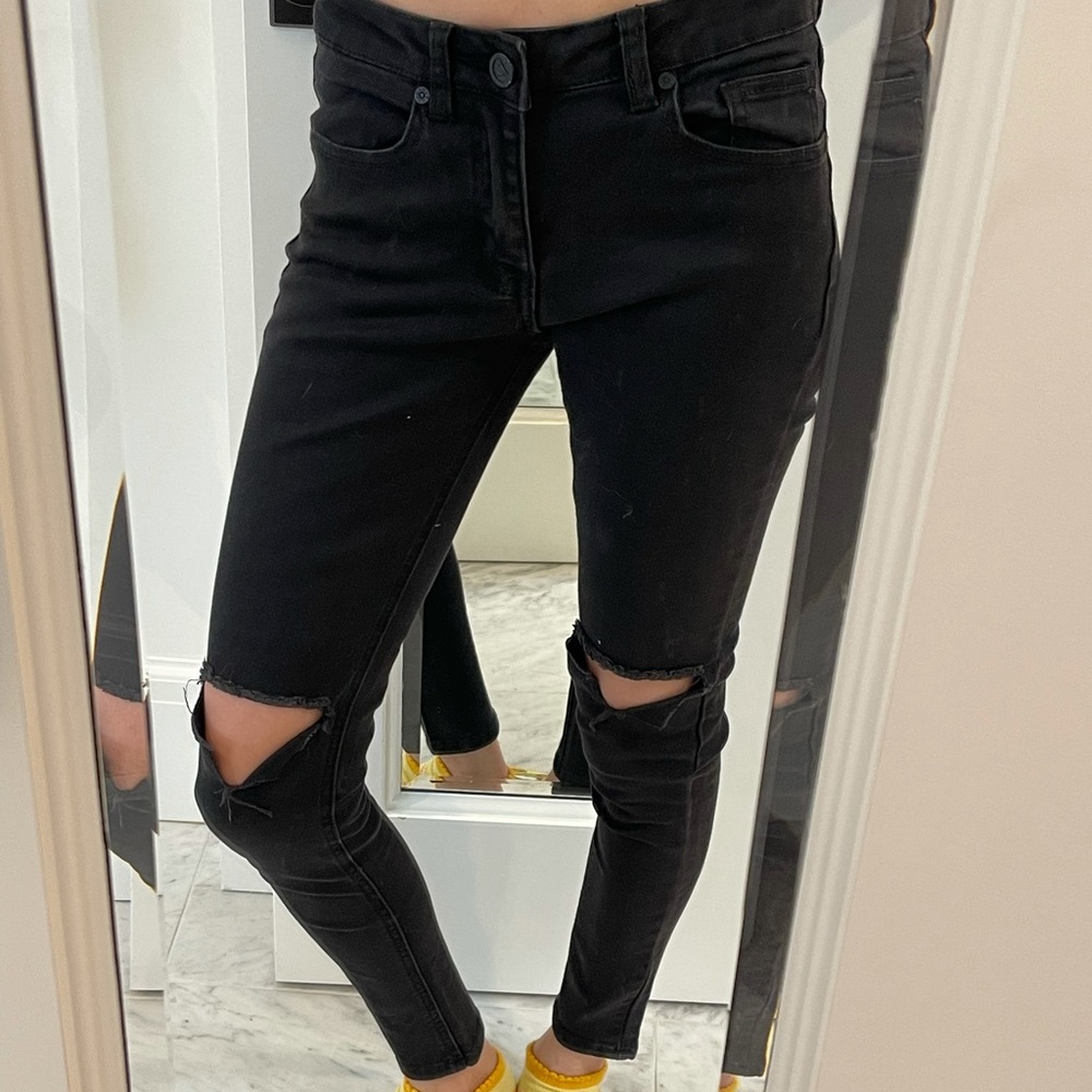 UNIF Peach Pit skinnies xs 23 black jeans Rare